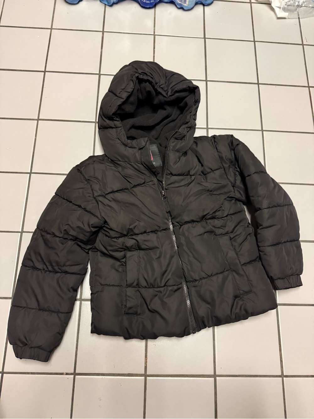 Swiss Tech Black Hooded Kids Puffer Jacket
